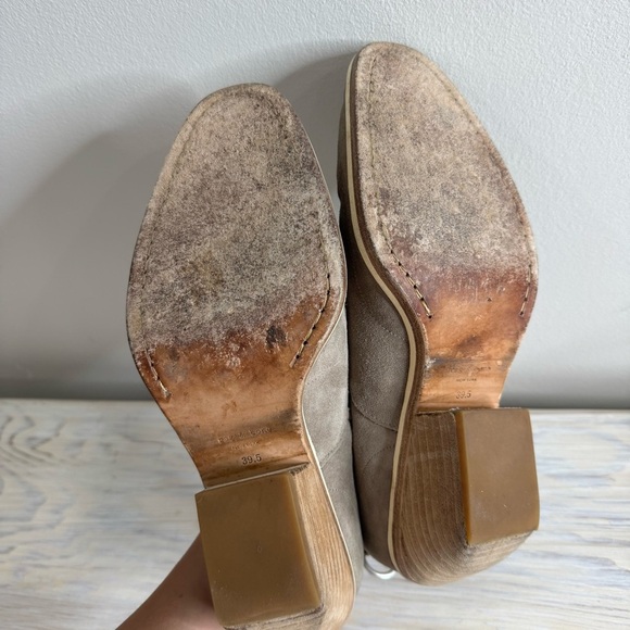 Rag & Bone Finlay Taupe Suede Western Pull-on Ankle Boots Wooden Heel Size 9.5 - Picture 7 of 16